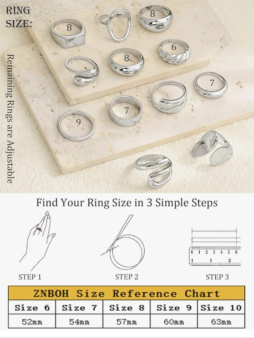 White Gold Stackable Ring Set - Picture 2 of 6